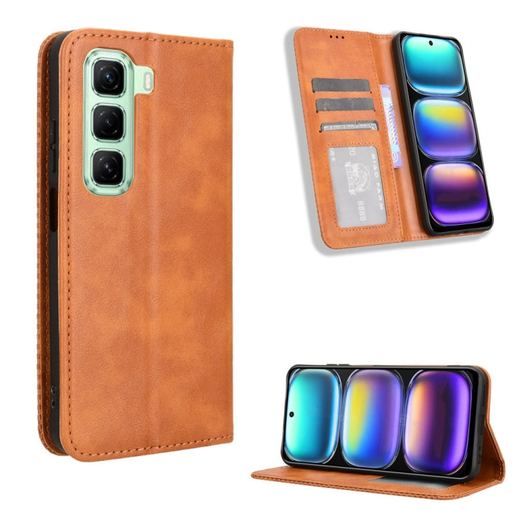 Custodia per telefono in pelle con trama retrò con fibbia magnetica, For Infinix Hot 50i 4G / Smart 9 4G, For Infinix Hot 50 Pro+ 4G, For Infinix Hot 50 4G, For Infinix Hot 50 5G, For Infinix Zero 40 5G, For Infinix Zero 40 4G