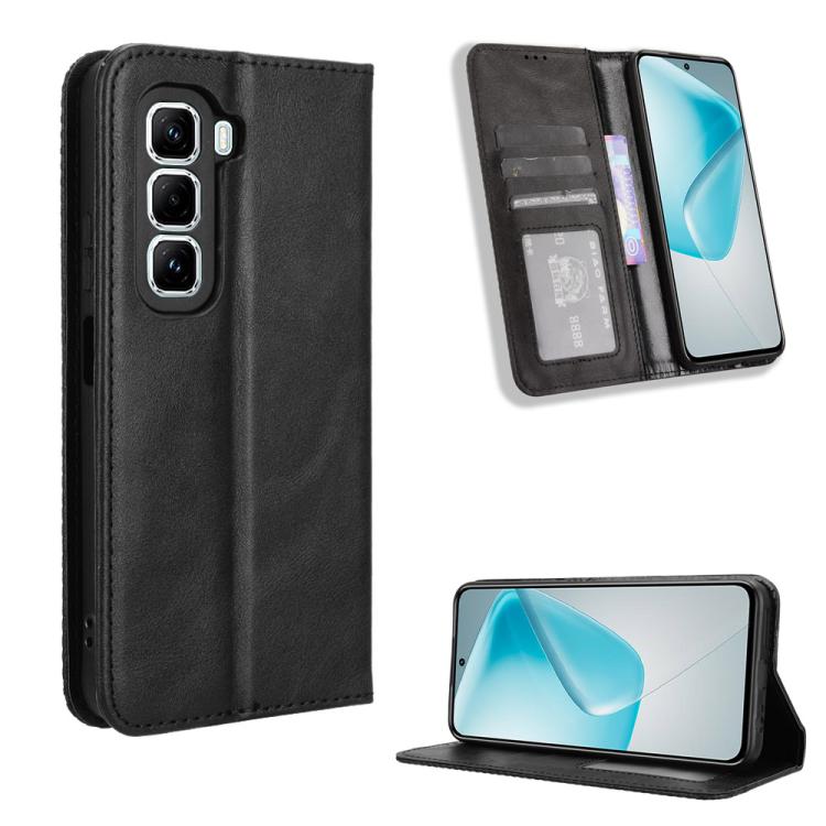 Custodia per telefono in pelle con trama retrò con fibbia magnetica, For Infinix GT 30 Pro 5G, For Infinix Note 50s 5G, For Infinix Note 50x 5G, For Infinix Note 50 Pro+, For Infinix Note 50 4G / Note 50 Pro 4G, For Infinix Hot 50 Pro 4G