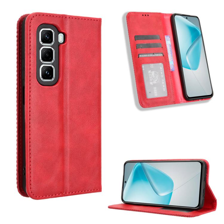 Custodia per telefono in pelle con trama retrò con fibbia magnetica, For Infinix GT 30 Pro 5G, For Infinix Note 50s 5G, For Infinix Note 50x 5G, For Infinix Note 50 Pro+, For Infinix Note 50 4G / Note 50 Pro 4G, For Infinix Hot 50 Pro 4G