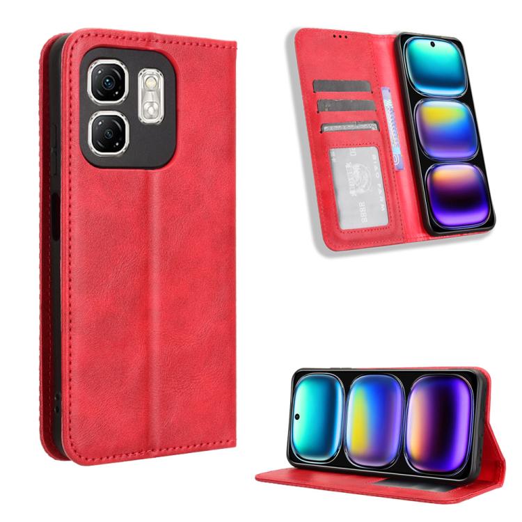 Custodia per telefono in pelle con trama retrò con fibbia magnetica, For Infinix Hot 50i 4G / Smart 9 4G, For Infinix Hot 50 Pro+ 4G, For Infinix Hot 50 4G, For Infinix Hot 50 5G, For Infinix Zero 40 5G, For Infinix Zero 40 4G
