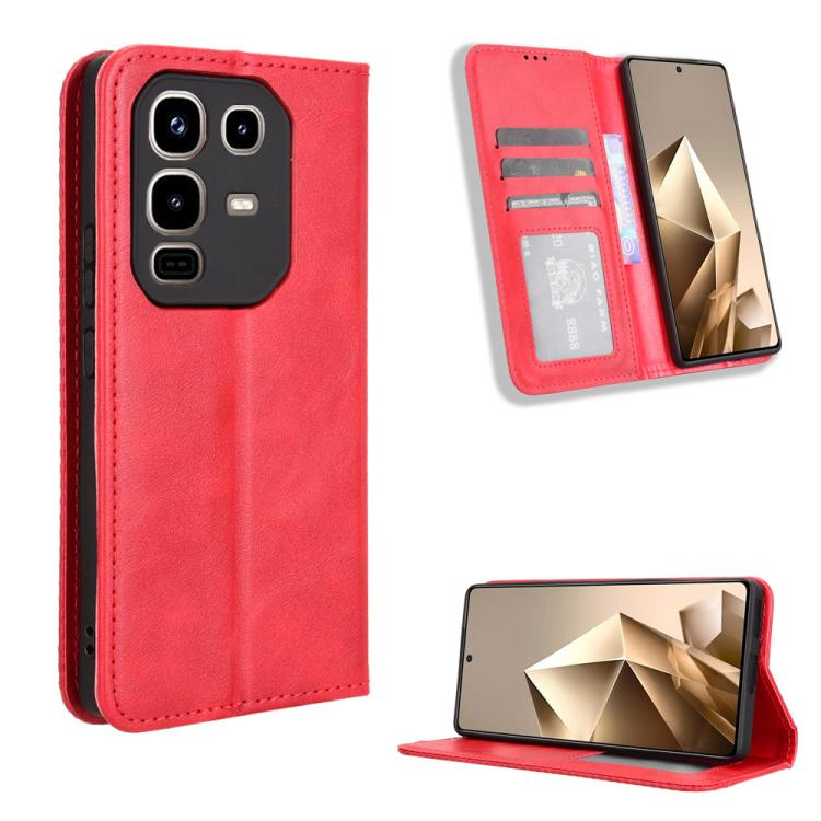 Custodia per telefono in pelle con trama retrò con fibbia magnetica, For Infinix GT 30 Pro 5G, For Infinix Note 50s 5G, For Infinix Note 50x 5G, For Infinix Note 50 Pro+, For Infinix Note 50 4G / Note 50 Pro 4G, For Infinix Hot 50 Pro 4G