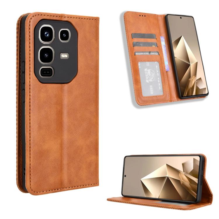 Custodia per telefono in pelle con trama retrò con fibbia magnetica, For Infinix GT 30 Pro 5G, For Infinix Note 50s 5G, For Infinix Note 50x 5G, For Infinix Note 50 Pro+, For Infinix Note 50 4G / Note 50 Pro 4G, For Infinix Hot 50 Pro 4G