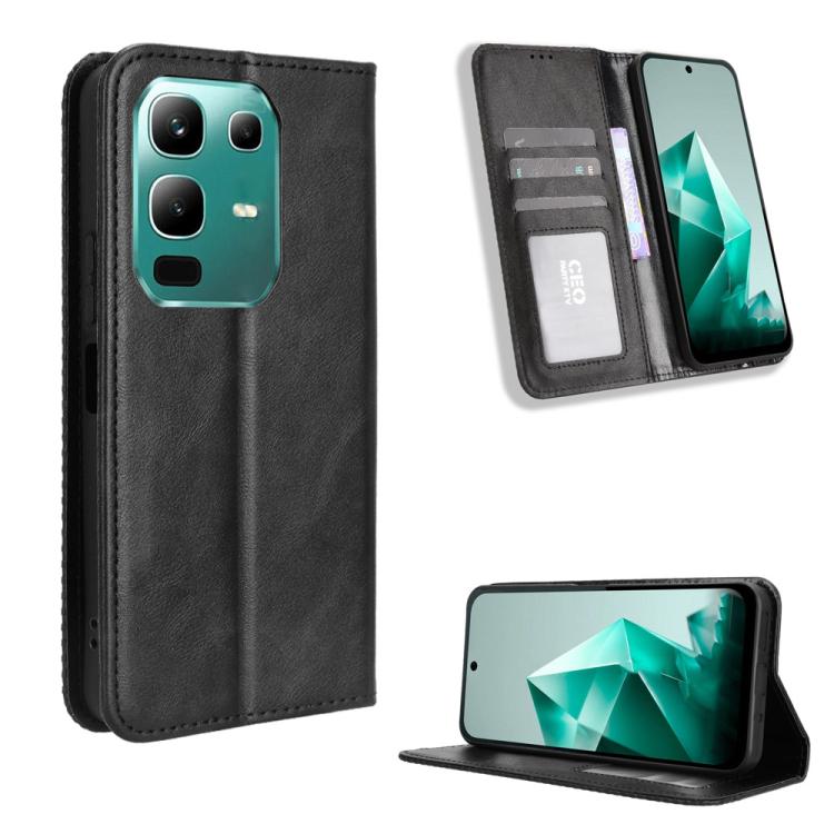 Custodia per telefono in pelle con trama retrò con fibbia magnetica, For Infinix GT 30 Pro 5G, For Infinix Note 50s 5G, For Infinix Note 50x 5G, For Infinix Note 50 Pro+, For Infinix Note 50 4G / Note 50 Pro 4G, For Infinix Hot 50 Pro 4G