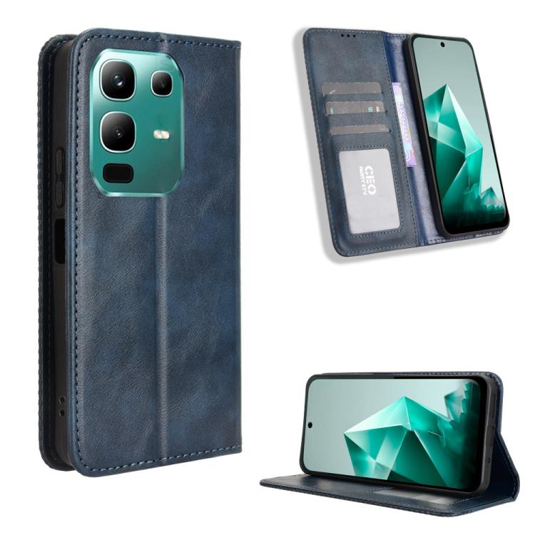 Custodia per telefono in pelle con trama retrò con fibbia magnetica, For Infinix GT 30 Pro 5G, For Infinix Note 50s 5G, For Infinix Note 50x 5G, For Infinix Note 50 Pro+, For Infinix Note 50 4G / Note 50 Pro 4G, For Infinix Hot 50 Pro 4G