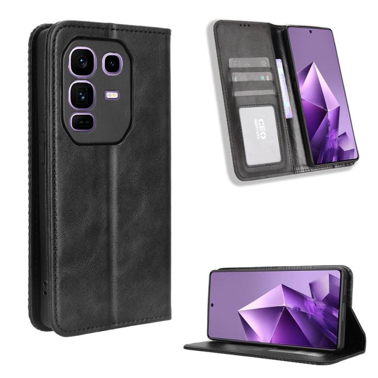 Custodia per telefono in pelle con trama retrò con fibbia magnetica, For Infinix GT 30 Pro 5G, For Infinix Note 50s 5G, For Infinix Note 50x 5G, For Infinix Note 50 Pro+, For Infinix Note 50 4G / Note 50 Pro 4G, For Infinix Hot 50 Pro 4G
