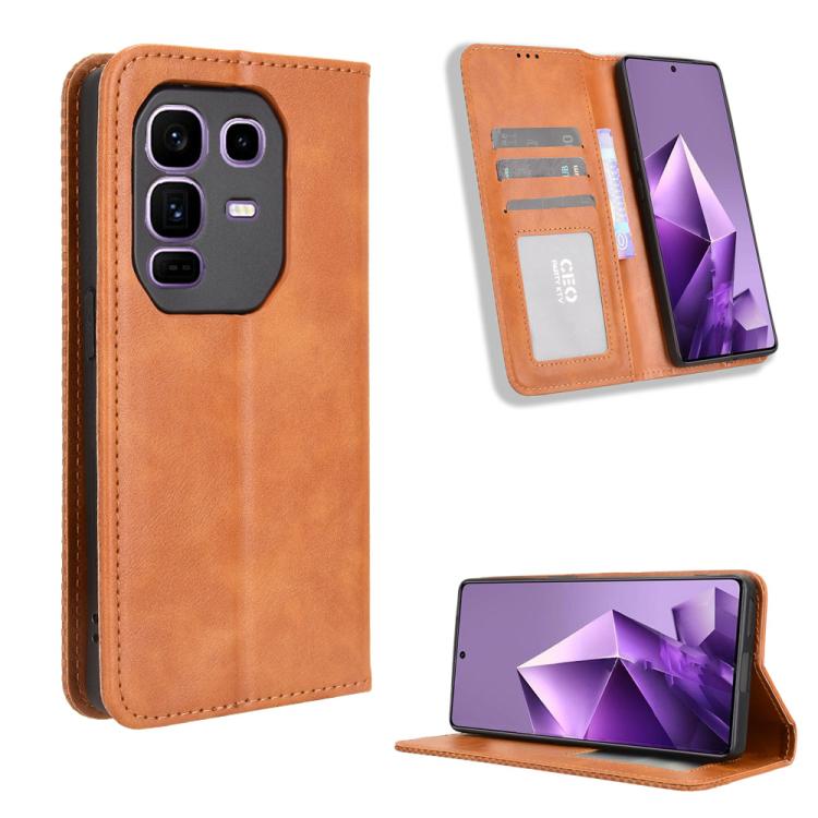 Custodia per telefono in pelle con trama retrò con fibbia magnetica, For Infinix GT 30 Pro 5G, For Infinix Note 50s 5G, For Infinix Note 50x 5G, For Infinix Note 50 Pro+, For Infinix Note 50 4G / Note 50 Pro 4G, For Infinix Hot 50 Pro 4G