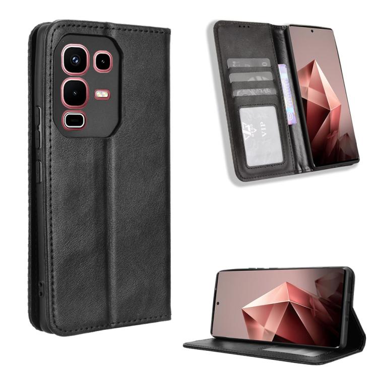 Custodia per telefono in pelle con trama retrò con fibbia magnetica, For Infinix GT 30 Pro 5G, For Infinix Note 50s 5G, For Infinix Note 50x 5G, For Infinix Note 50 Pro+, For Infinix Note 50 4G / Note 50 Pro 4G, For Infinix Hot 50 Pro 4G