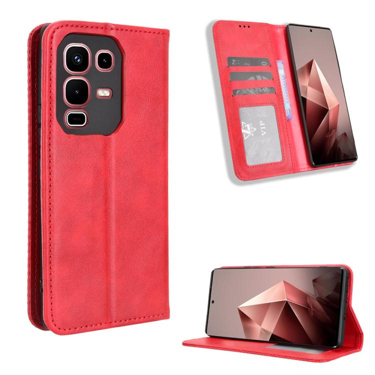 Custodia per telefono in pelle con trama retrò con fibbia magnetica, For Infinix GT 30 Pro 5G, For Infinix Note 50s 5G, For Infinix Note 50x 5G, For Infinix Note 50 Pro+, For Infinix Note 50 4G / Note 50 Pro 4G, For Infinix Hot 50 Pro 4G
