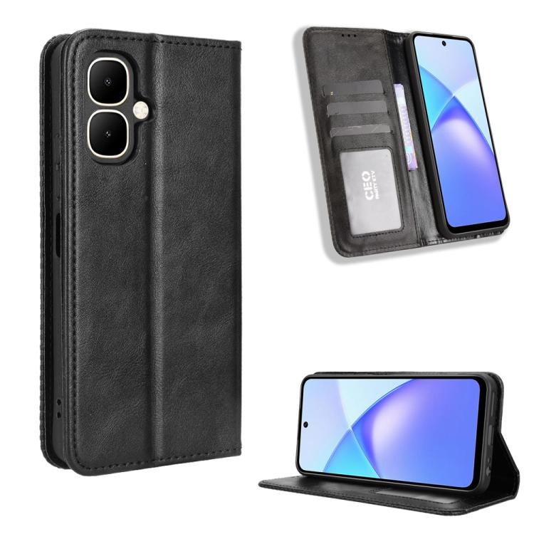 Custodia per telefono in pelle con trama retrò con fibbia magnetica, For Infinix Hot 60i 5G / Tecno Spark Go 5G, For Infinix Hot 60i 4G / Hot 60 5G, For Infinix Hot 60 Pro+ 4G, For Infinix Hot 60 Pro 4G, For Infinix Smart 10 Plus 4G                    ...