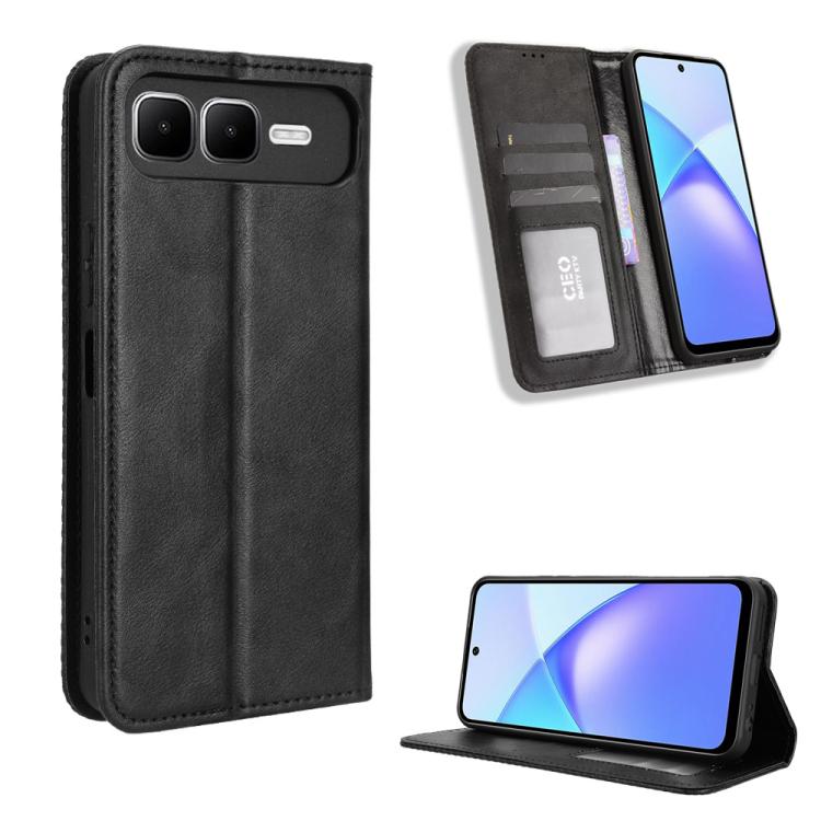 Custodia per telefono in pelle con trama retrò con fibbia magnetica, For Infinix Hot 60i 5G / Tecno Spark Go 5G, For Infinix Hot 60i 4G / Hot 60 5G, For Infinix Hot 60 Pro+ 4G, For Infinix Hot 60 Pro 4G, For Infinix Smart 10 Plus 4G                    ...