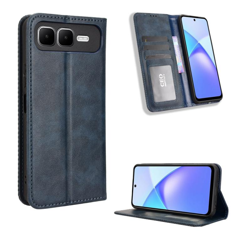 Custodia per telefono in pelle con trama retrò con fibbia magnetica, For Infinix Hot 60i 5G / Tecno Spark Go 5G, For Infinix Hot 60i 4G / Hot 60 5G, For Infinix Hot 60 Pro+ 4G, For Infinix Hot 60 Pro 4G, For Infinix Smart 10 Plus 4G                    ...