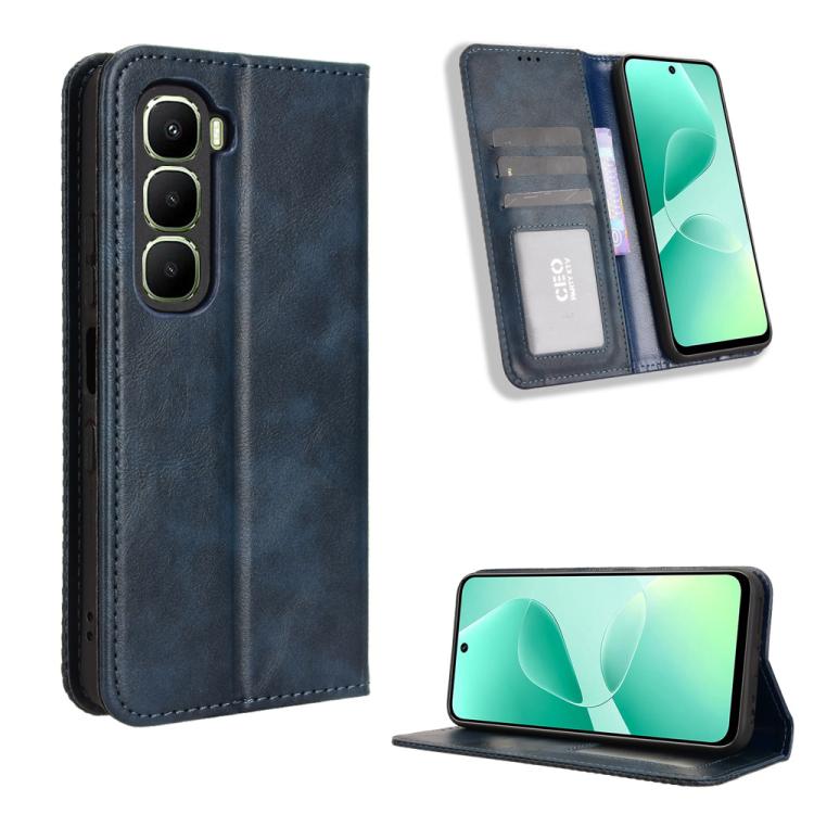 Custodia per telefono in pelle con trama retrò con fibbia magnetica, For Infinix Hot 60i 5G / Tecno Spark Go 5G, For Infinix Hot 60i 4G / Hot 60 5G, For Infinix Hot 60 Pro+ 4G, For Infinix Hot 60 Pro 4G, For Infinix Smart 10 Plus 4G                    ...