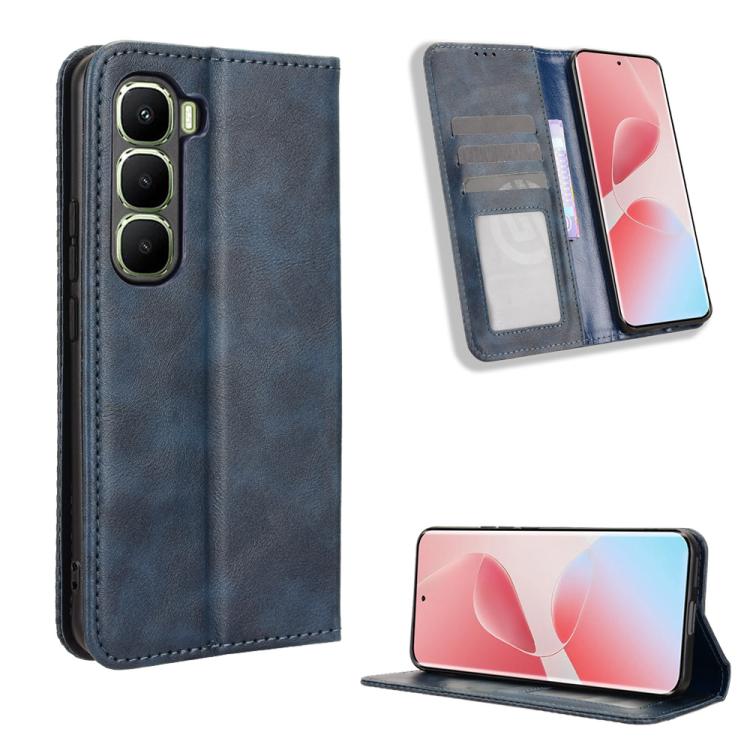 Custodia per telefono in pelle con trama retrò con fibbia magnetica, For Infinix Hot 60i 5G / Tecno Spark Go 5G, For Infinix Hot 60i 4G / Hot 60 5G, For Infinix Hot 60 Pro+ 4G, For Infinix Hot 60 Pro 4G, For Infinix Smart 10 Plus 4G                    ...