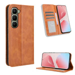 Custodia per telefono in pelle con trama retrò con fibbia magnetica, For Infinix Hot 60i 5G / Tecno Spark Go 5G, For Infinix Hot 60i 4G / Hot 60 5G, For Infinix Hot 60 Pro+ 4G, For Infinix Hot 60 Pro 4G, For Infinix Smart 10 Plus 4G                    ...