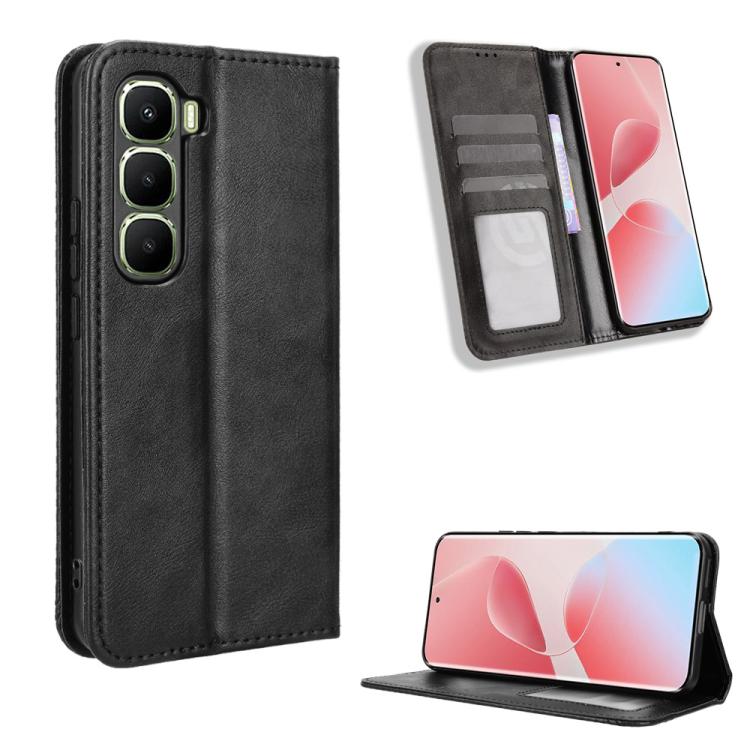 Custodia per telefono in pelle con trama retrò con fibbia magnetica, For Infinix Hot 60i 5G / Tecno Spark Go 5G, For Infinix Hot 60i 4G / Hot 60 5G, For Infinix Hot 60 Pro+ 4G, For Infinix Hot 60 Pro 4G, For Infinix Smart 10 Plus 4G                    ...