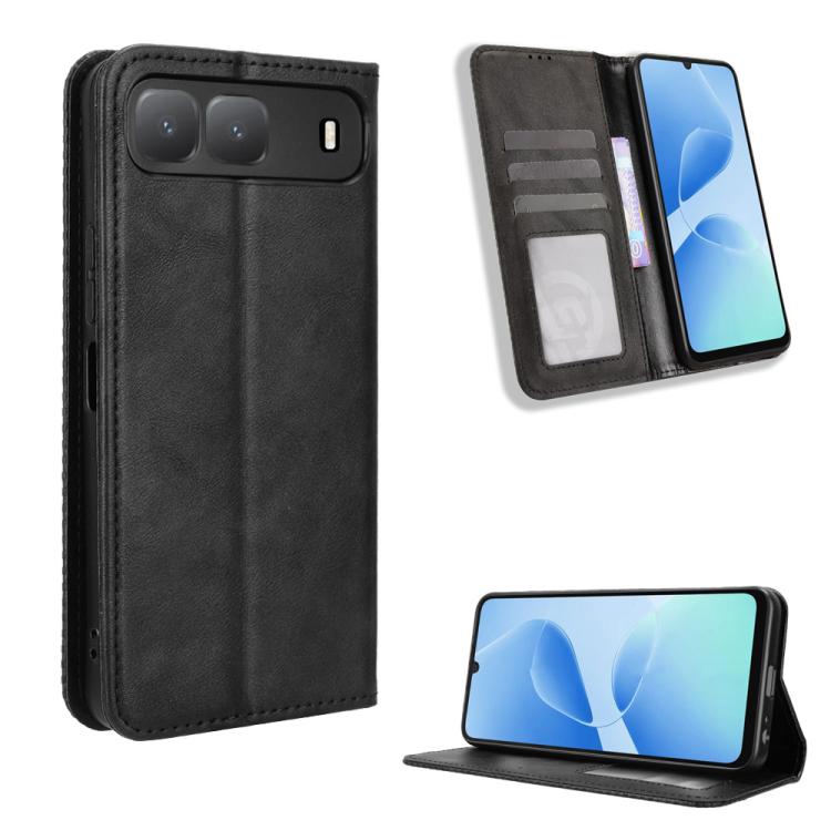 Custodia per telefono in pelle con trama retrò con fibbia magnetica, For Infinix Hot 60i 5G / Tecno Spark Go 5G, For Infinix Hot 60i 4G / Hot 60 5G, For Infinix Hot 60 Pro+ 4G, For Infinix Hot 60 Pro 4G, For Infinix Smart 10 Plus 4G                    ...