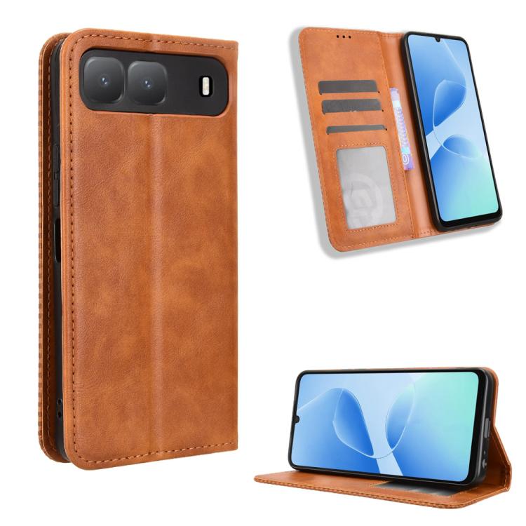 Custodia per telefono in pelle con trama retrò con fibbia magnetica, For Infinix Hot 60i 5G / Tecno Spark Go 5G, For Infinix Hot 60i 4G / Hot 60 5G, For Infinix Hot 60 Pro+ 4G, For Infinix Hot 60 Pro 4G, For Infinix Smart 10 Plus 4G                    ...