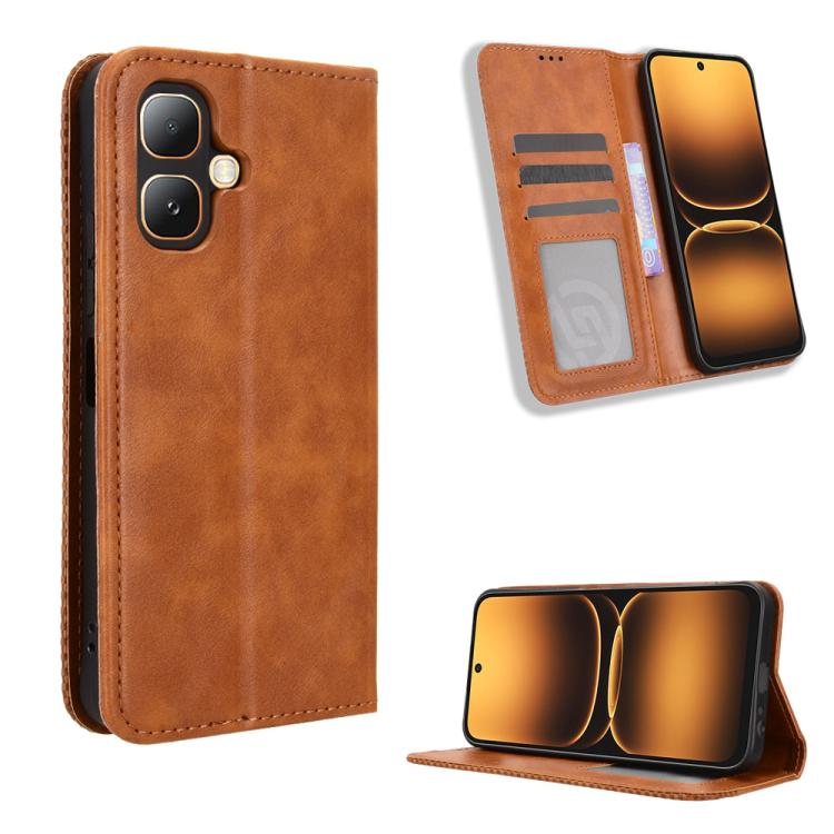 Custodia per telefono in pelle con trama retrò con fibbia magnetica, For Infinix GT 50 Pro 5G, For Infinix Hot 70 4G, For Infinix Note 60 Ultra 5G, For Infinix Note Edge 5G, For Infinix Smart 20 4G, For Infinix Note 60 / 60 Pro 5G