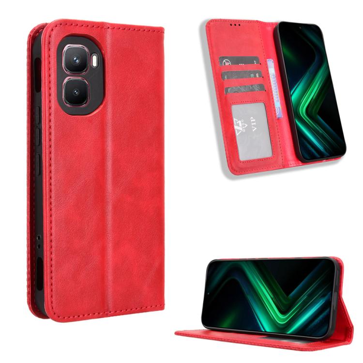 Custodia per telefono in pelle con trama retrò con fibbia magnetica, For Infinix GT 50 Pro 5G, For Infinix Hot 70 4G, For Infinix Note 60 Ultra 5G, For Infinix Note Edge 5G, For Infinix Smart 20 4G, For Infinix Note 60 / 60 Pro 5G