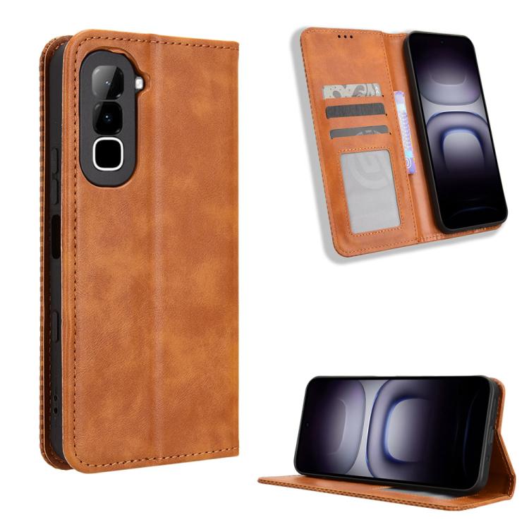 Custodia per telefono in pelle con trama retrò con fibbia magnetica, For Infinix GT 50 Pro 5G, For Infinix Hot 70 4G, For Infinix Note 60 Ultra 5G, For Infinix Note Edge 5G, For Infinix Smart 20 4G, For Infinix Note 60 / 60 Pro 5G