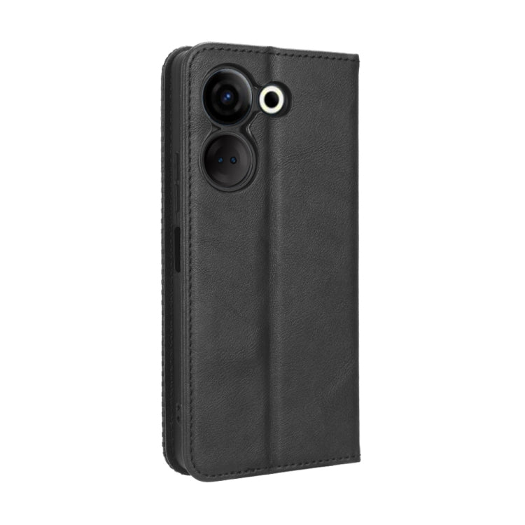 Custodia per telefono in pelle con trama retrò con fibbia magnetica, For Tecno Camon 20 Pro