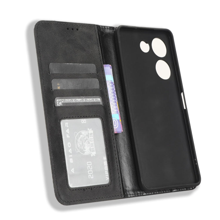 Custodia per telefono in pelle con trama retrò con fibbia magnetica, For Tecno Camon 20 Pro