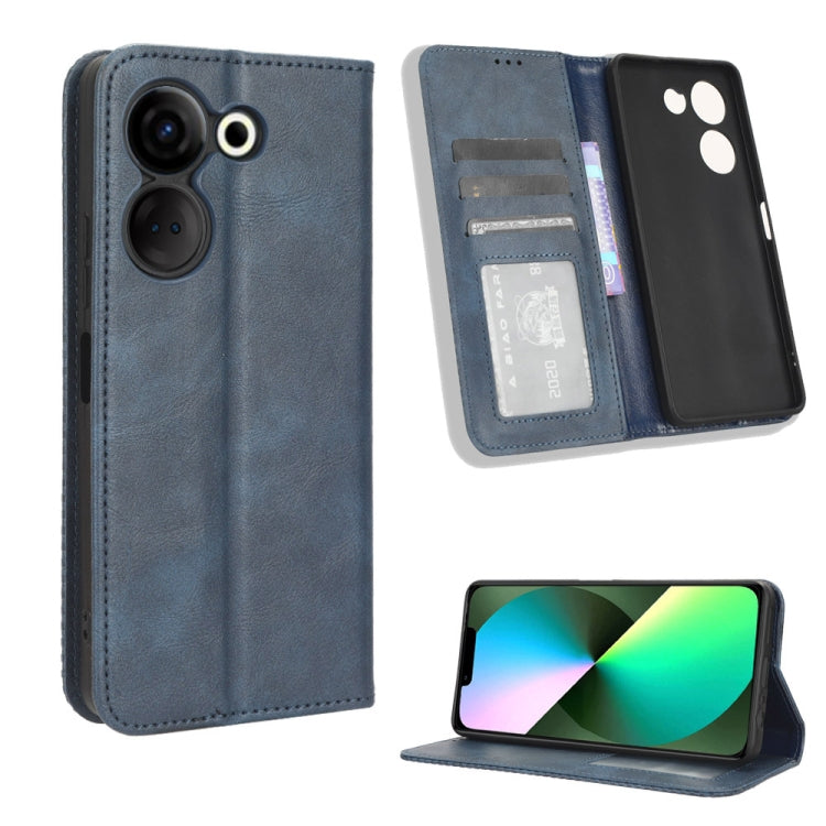 Custodia per telefono in pelle con trama retrò con fibbia magnetica, For Tecno Camon 20 Pro
