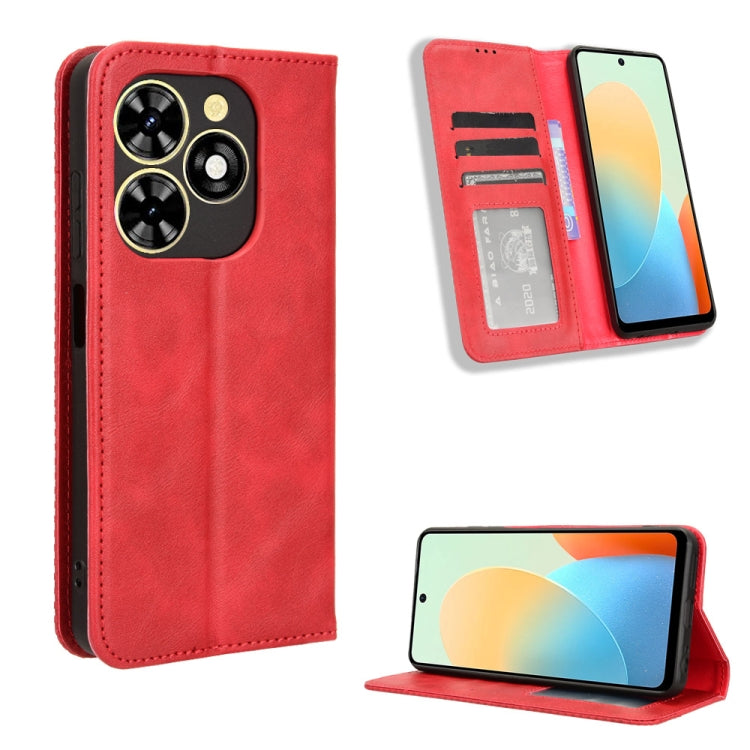 Custodia per telefono in pelle con trama retrò con fibbia magnetica, For Tecno Camon 30 Pro 5G, For Tecno Camon 30 5G / 4G, For Tecno Pova 6 Pro 5G, For Tecno Spark 20 Pro+ 4G, For Tecno Spark 20 Pro 4G, For Tecno Spark Go 2024
