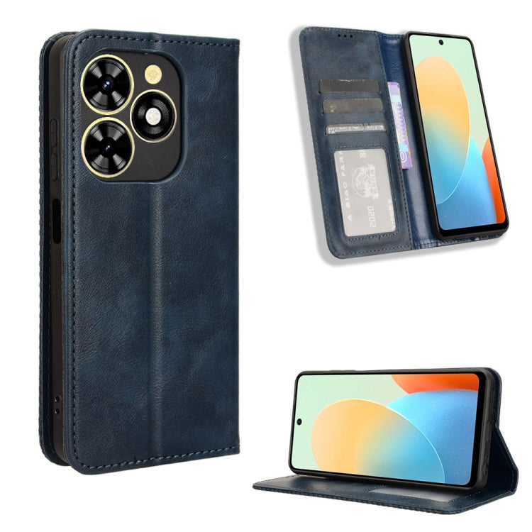 Custodia per telefono in pelle con trama retrò con fibbia magnetica, For Tecno Camon 30 Pro 5G, For Tecno Camon 30 5G / 4G, For Tecno Pova 6 Pro 5G, For Tecno Spark 20 Pro+ 4G, For Tecno Spark 20 Pro 4G, For Tecno Spark Go 2024