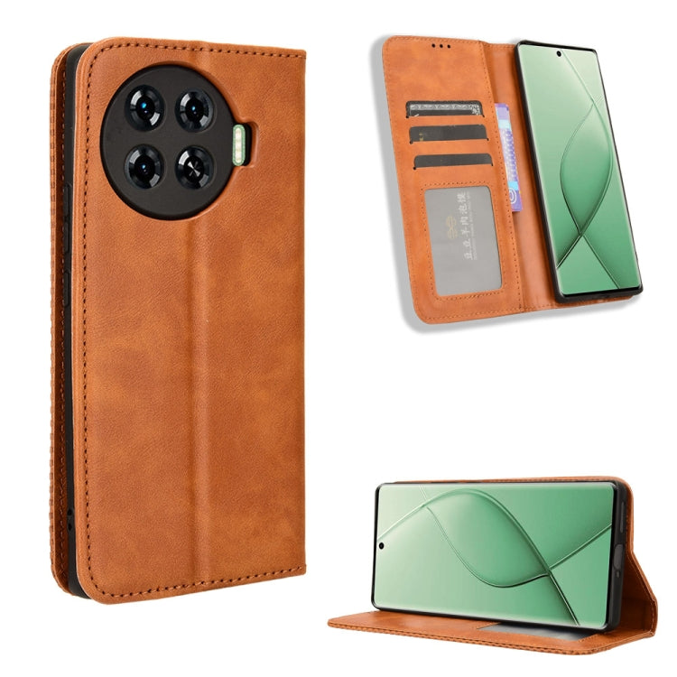 Custodia per telefono in pelle con trama retrò con fibbia magnetica, For Tecno Camon 30 Pro 5G, For Tecno Camon 30 5G / 4G, For Tecno Pova 6 Pro 5G, For Tecno Spark 20 Pro+ 4G, For Tecno Spark 20 Pro 4G, For Tecno Spark Go 2024