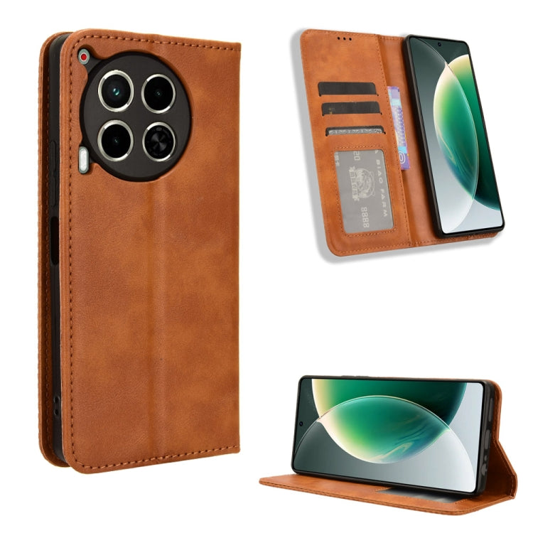 Custodia per telefono in pelle con trama retrò con fibbia magnetica, For Tecno Camon 30 Pro 5G, For Tecno Camon 30 5G / 4G, For Tecno Pova 6 Pro 5G, For Tecno Spark 20 Pro+ 4G, For Tecno Spark 20 Pro 4G, For Tecno Spark Go 2024