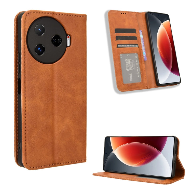 Custodia per telefono in pelle con trama retrò con fibbia magnetica, For Tecno Camon 30 Pro 5G, For Tecno Camon 30 5G / 4G, For Tecno Pova 6 Pro 5G, For Tecno Spark 20 Pro+ 4G, For Tecno Spark 20 Pro 4G, For Tecno Spark Go 2024