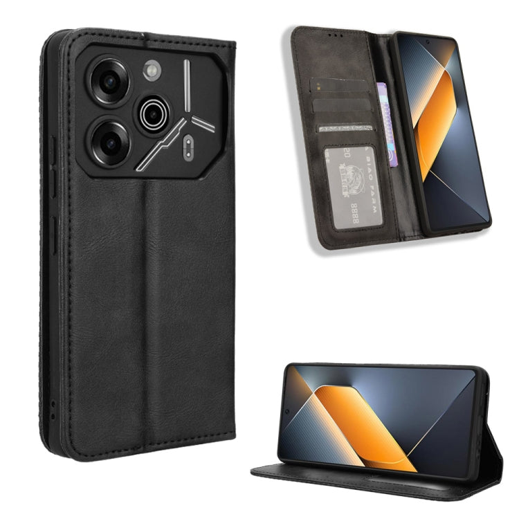 Custodia per telefono in pelle con trama retrò con fibbia magnetica, For Tecno Camon 30 Pro 5G, For Tecno Camon 30 5G / 4G, For Tecno Pova 6 Pro 5G, For Tecno Spark 20 Pro+ 4G, For Tecno Spark 20 Pro 4G, For Tecno Spark Go 2024