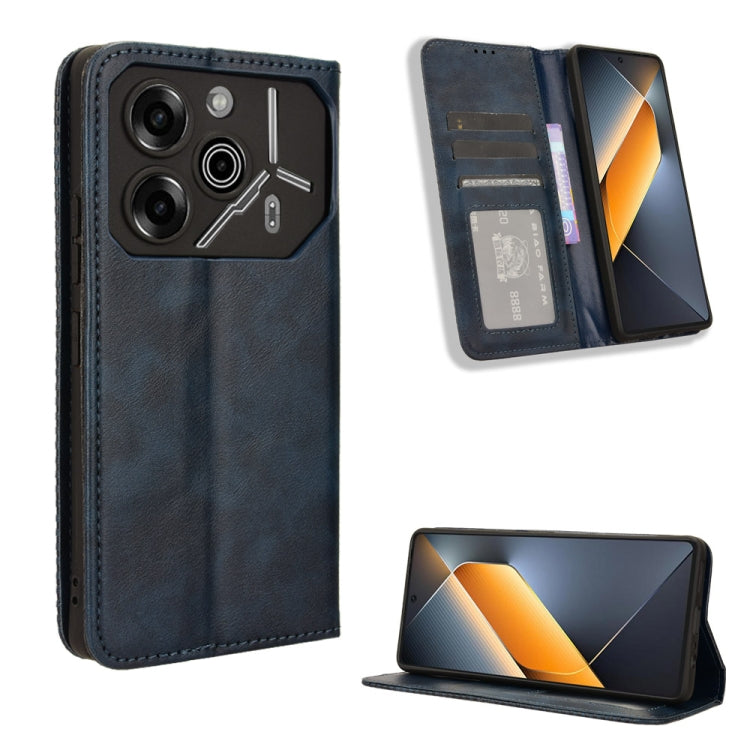 Custodia per telefono in pelle con trama retrò con fibbia magnetica, For Tecno Camon 30 Pro 5G, For Tecno Camon 30 5G / 4G, For Tecno Pova 6 Pro 5G, For Tecno Spark 20 Pro+ 4G, For Tecno Spark 20 Pro 4G, For Tecno Spark Go 2024