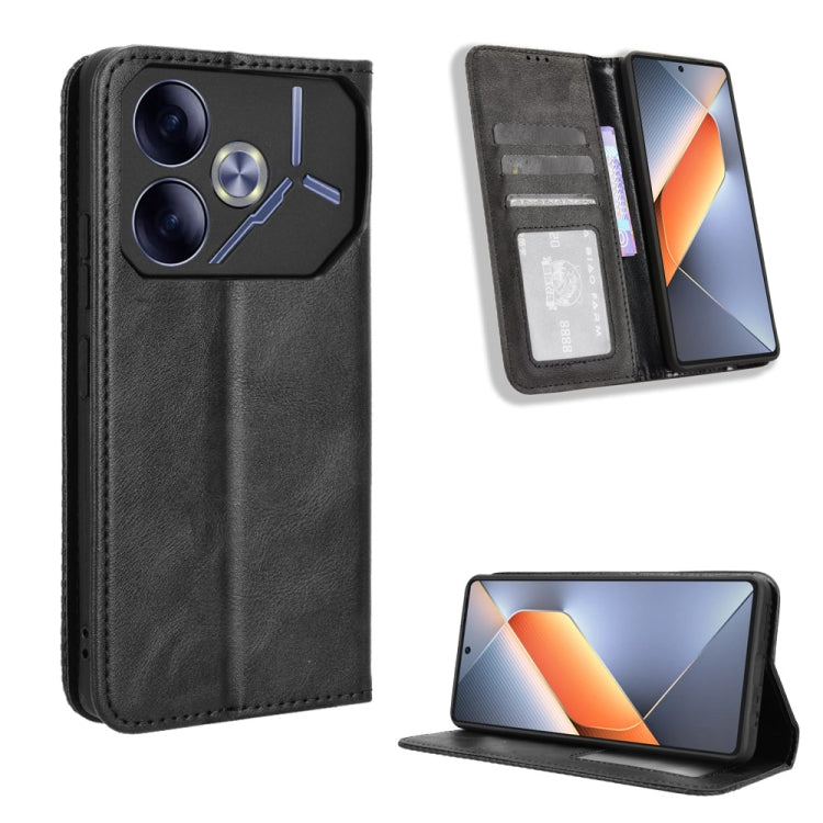 Custodia per telefono in pelle con trama retrò con fibbia magnetica, For Tecno Spark Go 1 / Pop 9 / Spark Go 2025, For Tecno Spark 30C 4G, For Tecno Spark 20 Pro 5G, For Tecno Camon 30 Premier 5G, For Tecno Pova 6 Neo 4G, For Tecno Pova 6 4G