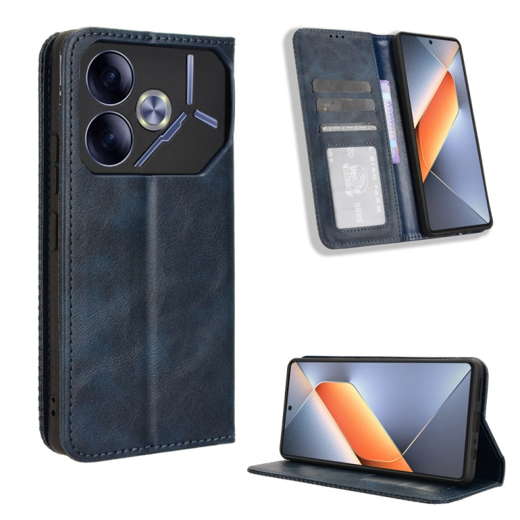 Custodia per telefono in pelle con trama retrò con fibbia magnetica, For Tecno Spark Go 1 / Pop 9 / Spark Go 2025, For Tecno Spark 30C 4G, For Tecno Spark 20 Pro 5G, For Tecno Camon 30 Premier 5G, For Tecno Pova 6 Neo 4G, For Tecno Pova 6 4G