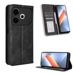 Custodia per telefono in pelle con trama retrò con fibbia magnetica, For Tecno Spark Go 1 / Pop 9 / Spark Go 2025, For Tecno Spark 30C 4G, For Tecno Spark 20 Pro 5G, For Tecno Camon 30 Premier 5G, For Tecno Pova 6 Neo 4G, For Tecno Pova 6 4G