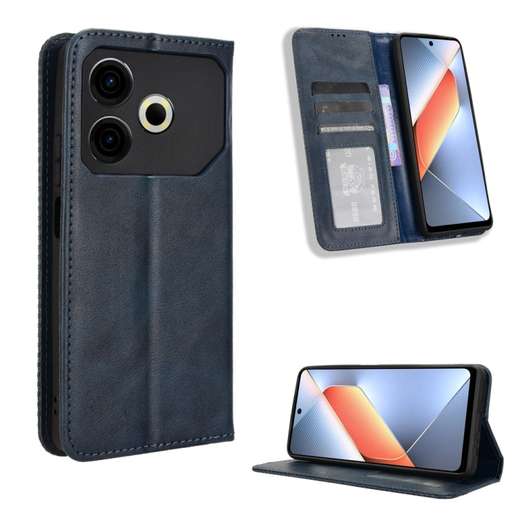 Custodia per telefono in pelle con trama retrò con fibbia magnetica, For Tecno Spark Go 1 / Pop 9 / Spark Go 2025, For Tecno Spark 30C 4G, For Tecno Spark 20 Pro 5G, For Tecno Camon 30 Premier 5G, For Tecno Pova 6 Neo 4G, For Tecno Pova 6 4G