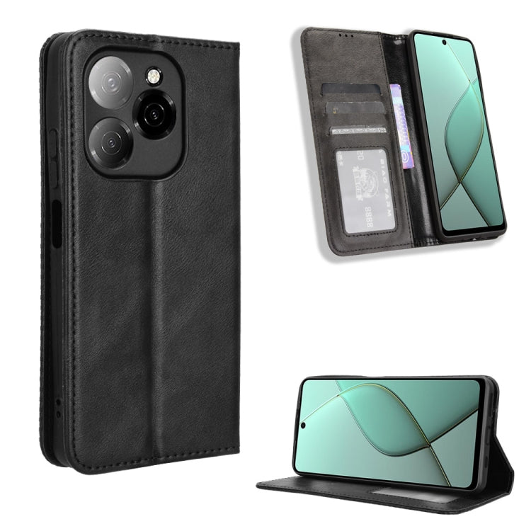 Custodia per telefono in pelle con trama retrò con fibbia magnetica, For Tecno Spark Go 1 / Pop 9 / Spark Go 2025, For Tecno Spark 30C 4G, For Tecno Spark 20 Pro 5G, For Tecno Camon 30 Premier 5G, For Tecno Pova 6 Neo 4G, For Tecno Pova 6 4G