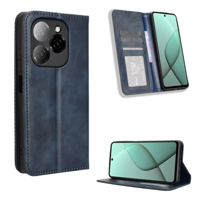 Custodia per telefono in pelle con trama retrò con fibbia magnetica, For Tecno Spark Go 1 / Pop 9 / Spark Go 2025, For Tecno Spark 30C 4G, For Tecno Spark 20 Pro 5G, For Tecno Camon 30 Premier 5G, For Tecno Pova 6 Neo 4G, For Tecno Pova 6 4G