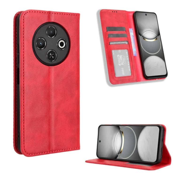 Custodia per telefono in pelle con trama retrò con fibbia magnetica, For Tecno Spark Go 1 / Pop 9 / Spark Go 2025, For Tecno Spark 30C 4G, For Tecno Spark 20 Pro 5G, For Tecno Camon 30 Premier 5G, For Tecno Pova 6 Neo 4G, For Tecno Pova 6 4G