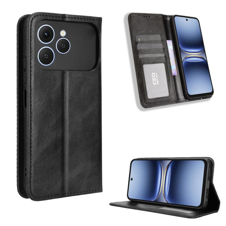 Custodia per telefono in pelle con trama retrò con fibbia magnetica, For Tecno Spark 40 4G, For Tecno Pova 7 Ultra 5G, For Tecno Pova 7 4G, For Tecno Spark Go 2 4G, For Tecno Pova Curve 5G, For Tecno Camon 40 Pro 4G / 5G