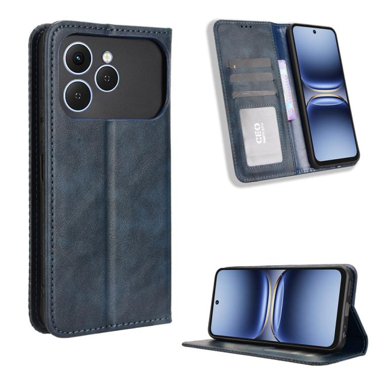 Custodia per telefono in pelle con trama retrò con fibbia magnetica, For Tecno Spark 40 4G, For Tecno Pova 7 Ultra 5G, For Tecno Pova 7 4G, For Tecno Spark Go 2 4G, For Tecno Pova Curve 5G, For Tecno Camon 40 Pro 4G / 5G