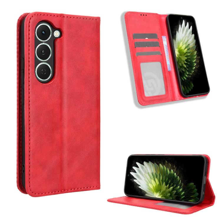 Custodia per telefono in pelle con trama retrò con fibbia magnetica, For Tecno Spark Slim, For Tecno Spark 40C, For Tecno Pova 7 Pro 5G, For Tecno Pova 7 5G, For Tecno Spark 40 Pro+ 4G, For Tecno Spark 40 Pro 4G