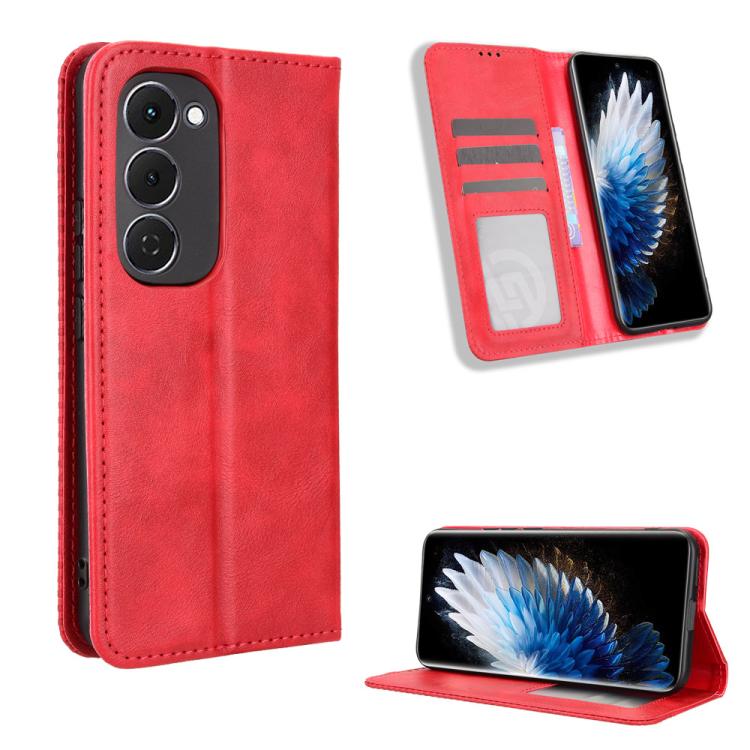 Custodia per telefono in pelle con trama retrò con fibbia magnetica, For Tecno Spark Slim, For Tecno Spark 40C, For Tecno Pova 7 Pro 5G, For Tecno Pova 7 5G, For Tecno Spark 40 Pro+ 4G, For Tecno Spark 40 Pro 4G