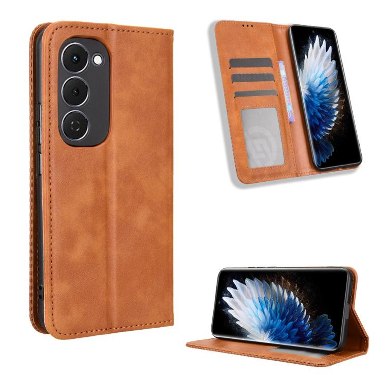 Custodia per telefono in pelle con trama retrò con fibbia magnetica, For Tecno Spark Slim, For Tecno Spark 40C, For Tecno Pova 7 Pro 5G, For Tecno Pova 7 5G, For Tecno Spark 40 Pro+ 4G, For Tecno Spark 40 Pro 4G