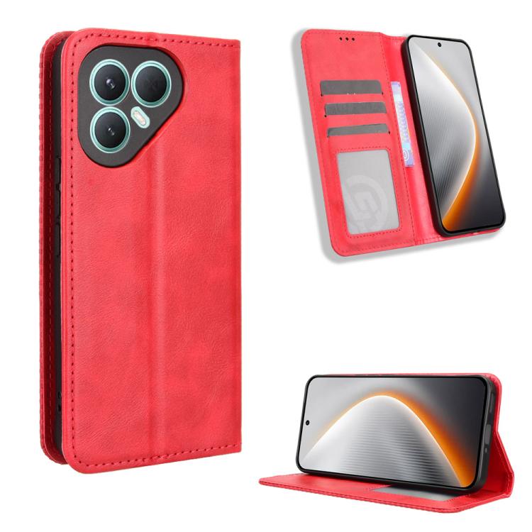Custodia per telefono in pelle con trama retrò con fibbia magnetica, For Tecno Spark 40 4G, For Tecno Pova 7 Ultra 5G, For Tecno Pova 7 4G, For Tecno Spark Go 2 4G, For Tecno Pova Curve 5G, For Tecno Camon 40 Pro 4G / 5G