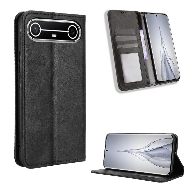 Custodia per telefono in pelle con trama retrò con fibbia magnetica, For Tecno Spark Slim, For Tecno Spark 40C, For Tecno Pova 7 Pro 5G, For Tecno Pova 7 5G, For Tecno Spark 40 Pro+ 4G, For Tecno Spark 40 Pro 4G