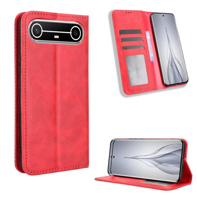 Custodia per telefono in pelle con trama retrò con fibbia magnetica, For Tecno Spark Slim, For Tecno Spark 40C, For Tecno Pova 7 Pro 5G, For Tecno Pova 7 5G, For Tecno Spark 40 Pro+ 4G, For Tecno Spark 40 Pro 4G