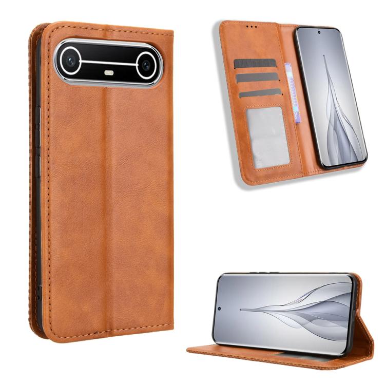 Custodia per telefono in pelle con trama retrò con fibbia magnetica, For Tecno Spark Slim, For Tecno Spark 40C, For Tecno Pova 7 Pro 5G, For Tecno Pova 7 5G, For Tecno Spark 40 Pro+ 4G, For Tecno Spark 40 Pro 4G